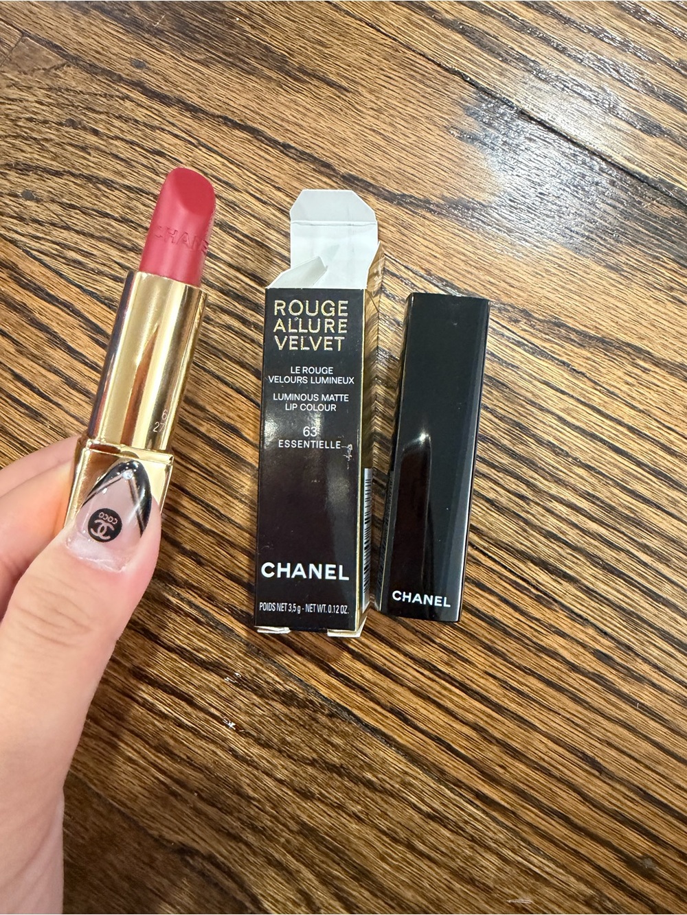 CHANEL ROUGE ALLURE VELVET Luminous Matte Lip Colour #63 essentielle 0.12 Oz